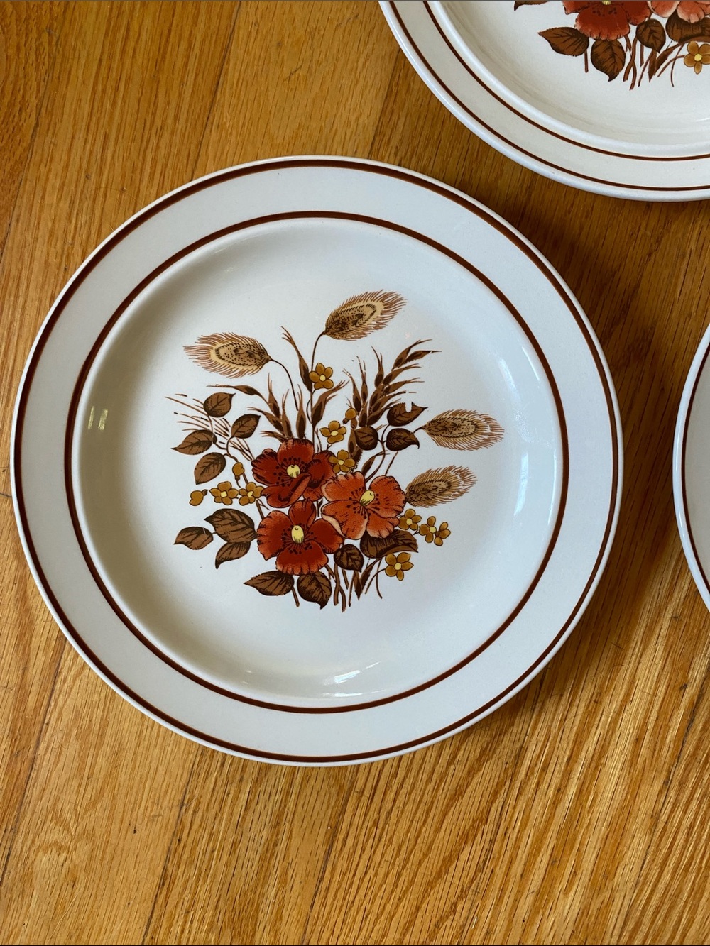 Vtg.  Stoneware Fall Autumn Floral Bread/Salad/Dessert Plates - Set of 6 LikeNew - Picture 4 of 9